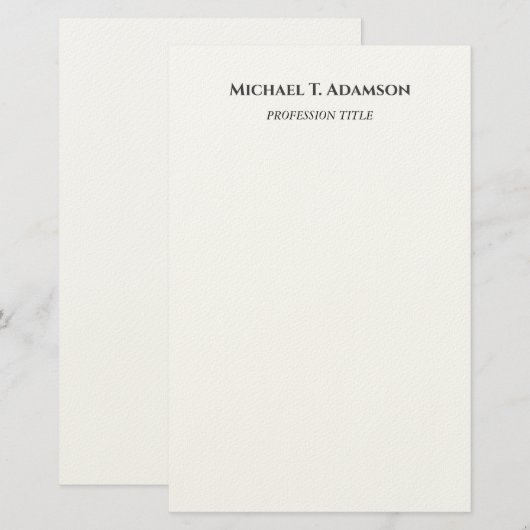 Retro Style Elegant Plain Simple Black & White 便箋 (正面/裏面)