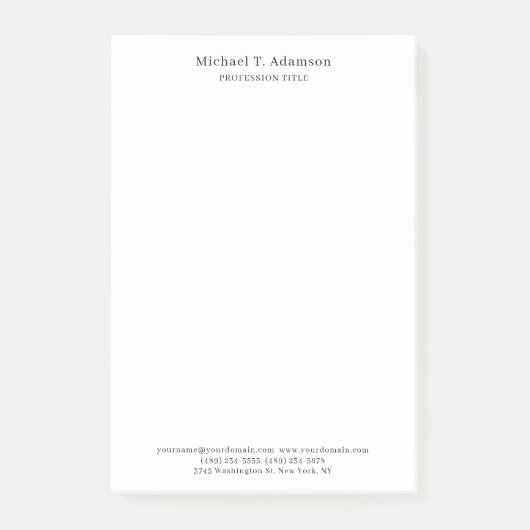 Retro Style Elegant Plain Simple White ポストイット (正面)