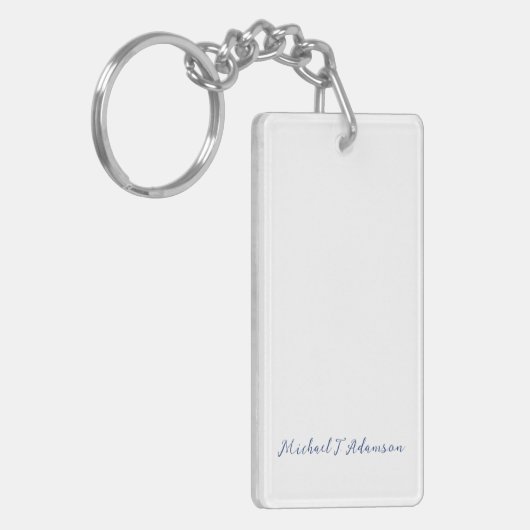 Retro Style Elegant Plain White Calligraphy Name キーホルダー (正面左)