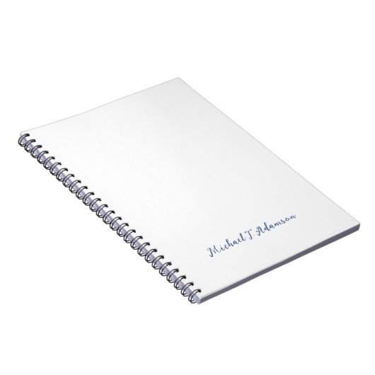 Retro Style Elegant Plain White Calligraphy Name ノートブック (右側)