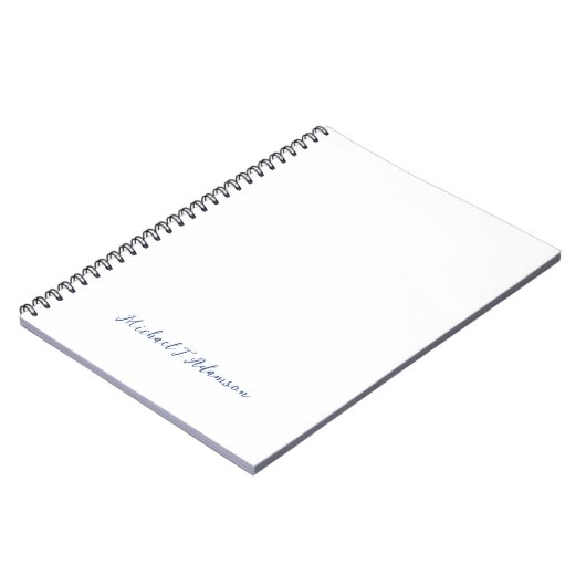 Retro Style Elegant Plain White Calligraphy Name ノートブック (左側)