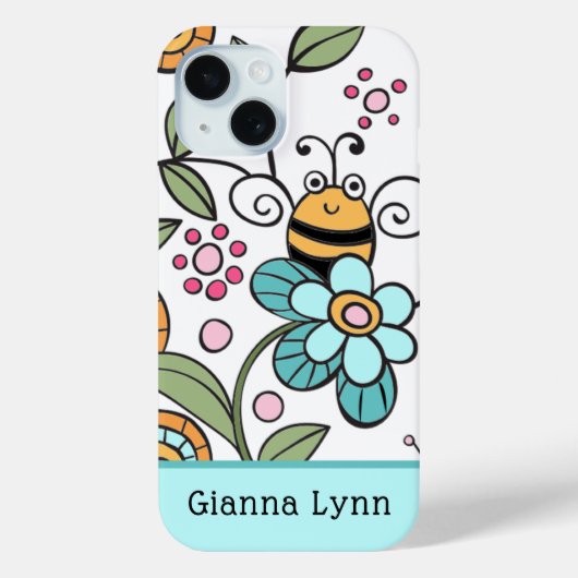 Retro-Style Floral Bumble Bee Monogram Case-Mate iPhoneケース (裏面)