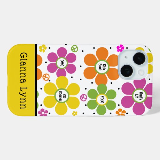 Retro Style Floral Flower Power Monogrammed Case-Mate iPhoneケース (裏面 (横))