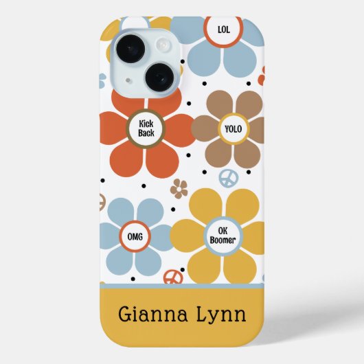 Retro-Style Flower Power Monogrammed Case-Mate iPhoneケース (裏面)