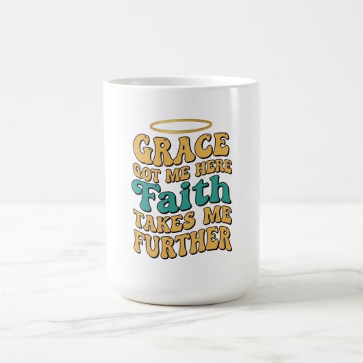 Retro style Grace and Faith design コーヒーマグカップ (中央)