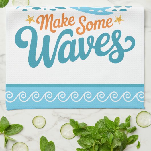 Retro Style Life’s a Beach Customizable キッチンタオル (折り畳み)