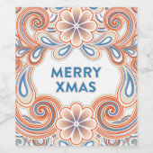 Retro style Merry Xmas ワインラベル (シングルラベル)