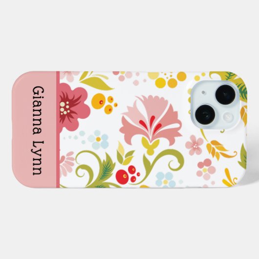 Retro Style Pink Floral Monogram Case-Mate iPhoneケース (裏面 (横))