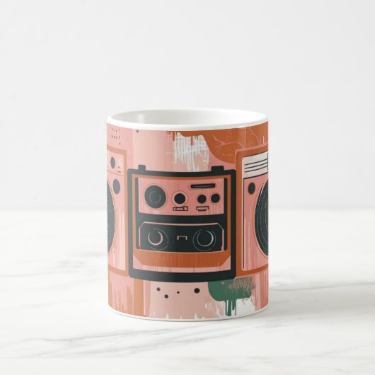 Retro-style portable radio cassette players コーヒーマグカップ (中央)