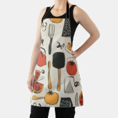 retro style printed pizza utensils エプロン (インサイチュ)