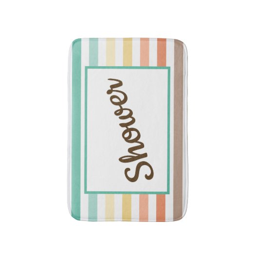 Retro-Style Stripe Pattern Customizable バスマット (正面縦)