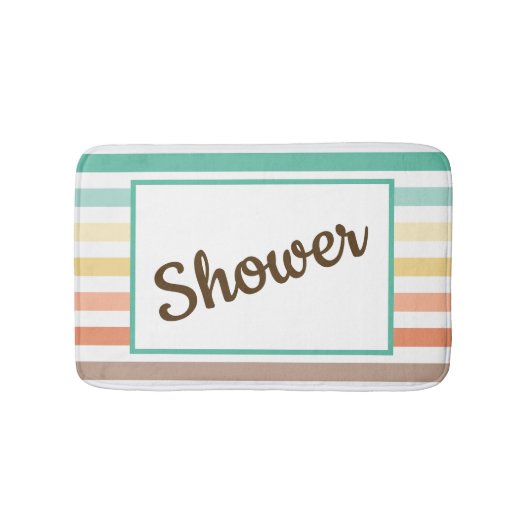 Retro-Style Stripe Pattern Customizable バスマット (正面)