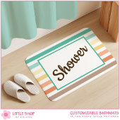 Retro-Style Stripe Pattern Customizable バスマット