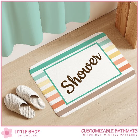 Retro-Style Stripe Pattern Customizable バスマット