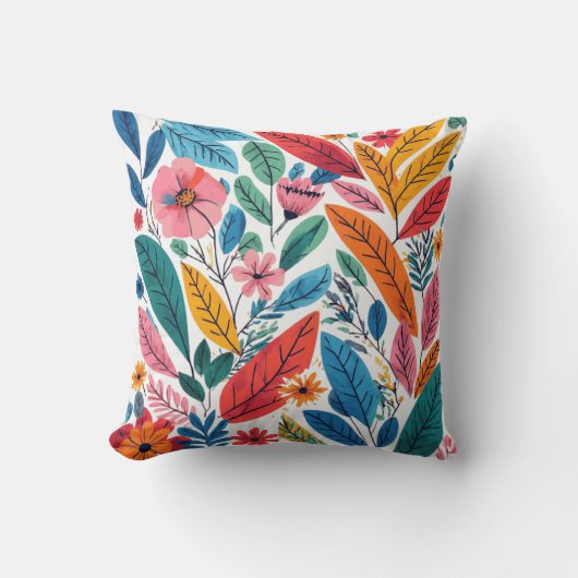 Retro style watercolor  throw pillow クッション (正面)