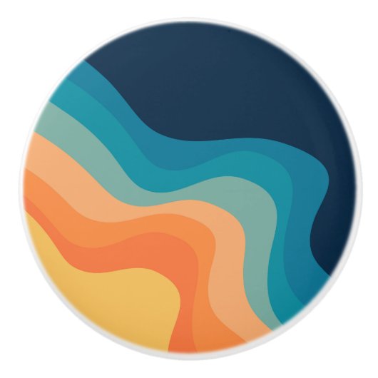 Retro style waves decoration セラミックノブ (正面)