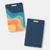 Retro style waves decoration バッジ (正面&裏面)