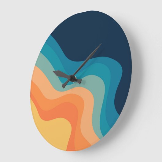 Retro style waves decoration ラージ壁時計 (傾斜)