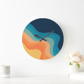 Retro style waves decoration ラージ壁時計 (ホーム)