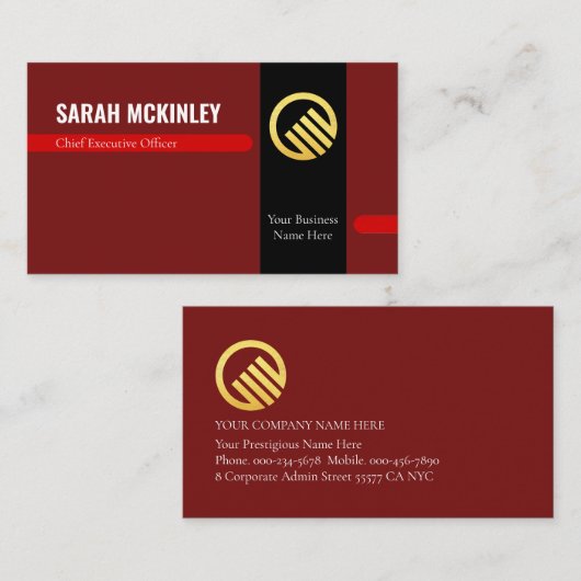 Retro Stylish Office Departmental CEO 名刺 (正面/裏面)