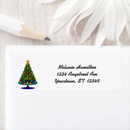 Retro Stylized Christmas Tree ラベル (インサイチュ)