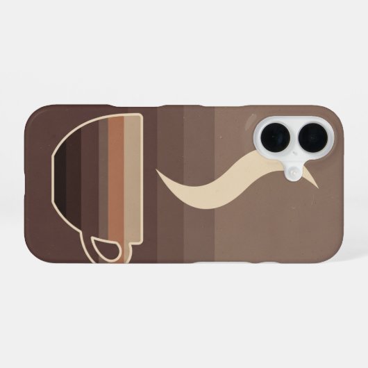 Retro Stylized Coffee Cup Art iPhone 16ケース (裏面横)