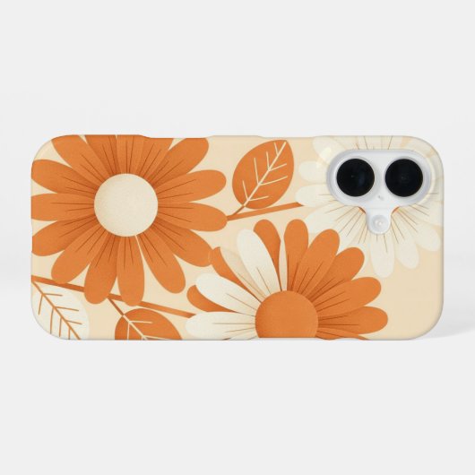 Retro Stylized Daisy Arrangement iPhone 16ケース (裏面横)