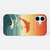 Retro Stylized Dolphin iPhone 16ケース (裏面横)