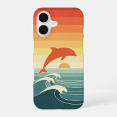 Retro Stylized Dolphin iPhone 16ケース (裏面)