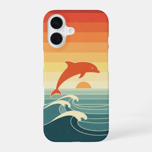 Retro Stylized Dolphin iPhone 16ケース (裏面)