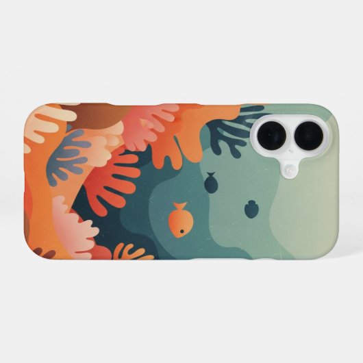 Retro Stylized Reef iPhone 16ケース (裏面横)