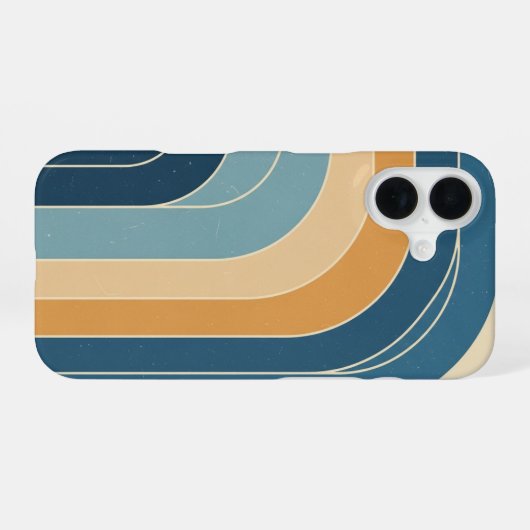 Retro Stylized Waves iPhone 16ケース (裏面横)