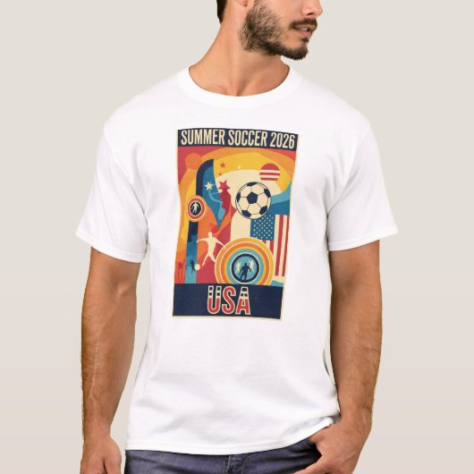 Retro Summer 2026 Soccer USA Graphic T-Shirt Tシャツ (正面)