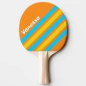 Retro Summer Beach Angled Striping with Name 卓球ラケット (裏面)