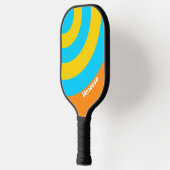 Retro Summer Beach Circle Stripe with Name ピックルボールラケット (左)
