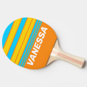 Retro Summer Beach Horizon Striping with Name 卓球ラケット (横)