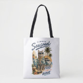 Retro Summer Cat Surfer Van 1980s California Wave トートバッグ (正面)