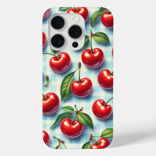 Retro Summer Cherry Phone Case Vibrant Red Cherrie Case-Mate iPhoneケース (裏面)
