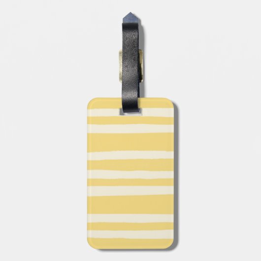 Retro Summer Chic Yellow Stripes Monogram ラゲッジタグ (裏面縦)