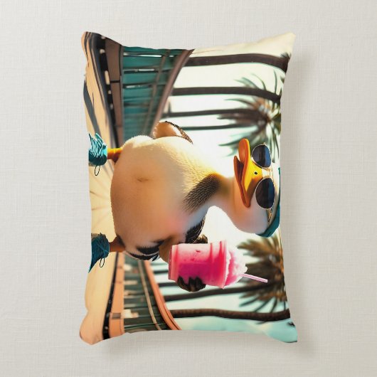 Retro Summer Funny Roller Duck アクセントクッション (正面(垂直))