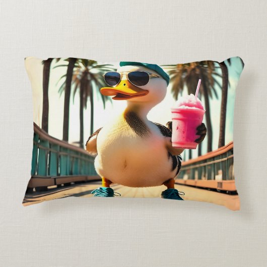 Retro Summer Funny Roller Duck アクセントクッション (裏面)