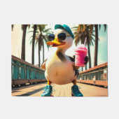 Retro Summer Funny Roller Duck ドアマット (正面)