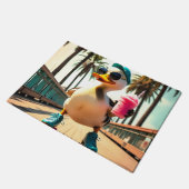 Retro Summer Funny Roller Duck ドアマット (アングル)