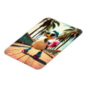 Retro Summer Funny Roller Duck マグネット (左側)