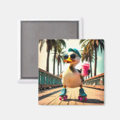 Retro Summer Funny Roller Duck  マグネット (正面/裏面)