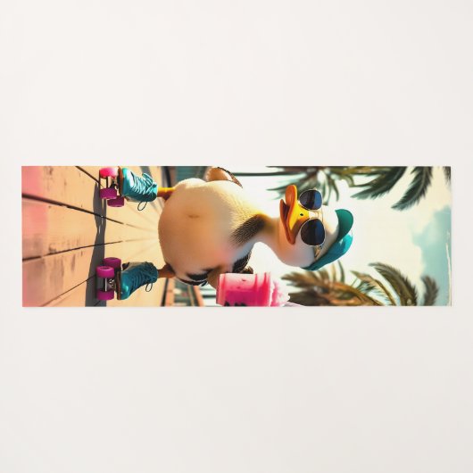 Retro Summer Funny Roller Duck ヨガマット (裏面(横))