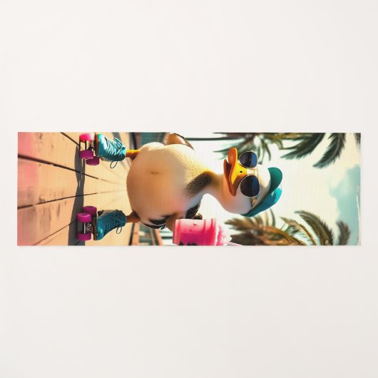 Retro Summer Funny Roller Duck ヨガマット (正面(横))