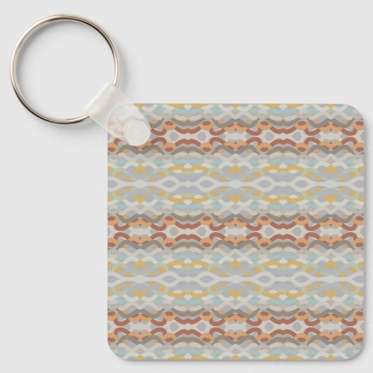 Retro Summer Geometric Color Block Pattern Design キーホルダー (正面)