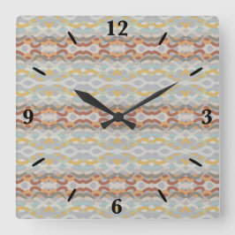 Retro Summer Geometric Color Block Pattern Design スクエア壁時計