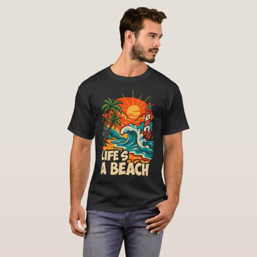 Retro Summer ‘life is a beach” Shirt Tシャツ (正面フル)